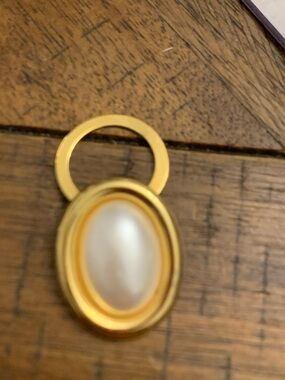 Gold and Pearl Oval Drop Scarf Clip - Women Jewelry